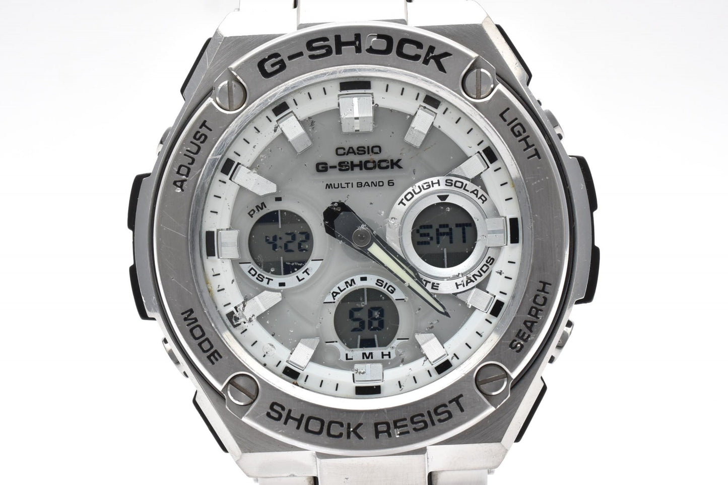 カシオ CASIO G-SHOCK GST-W110D G-STEEL 電波ソーラー メンズ 腕時計 ホワイト文字盤