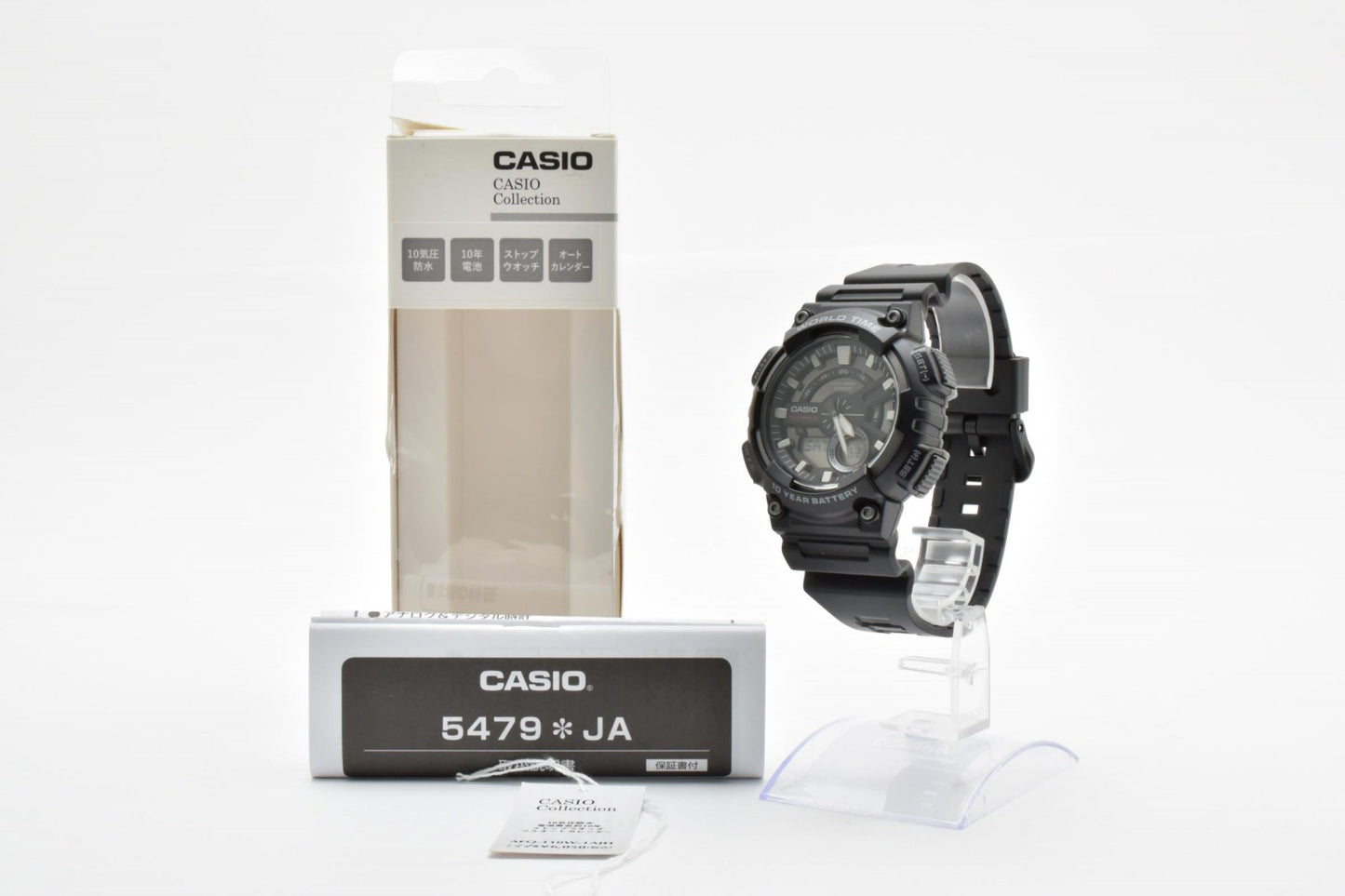 カシオ CASIO AEQ-110 アナデジ メンズ 腕時計 ブラック 樹脂ベルト スポーツウォッチ 箱付