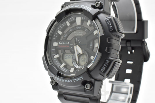 カシオ CASIO AEQ-110 アナデジ メンズ 腕時計 ブラック 樹脂ベルト スポーツウォッチ 箱付