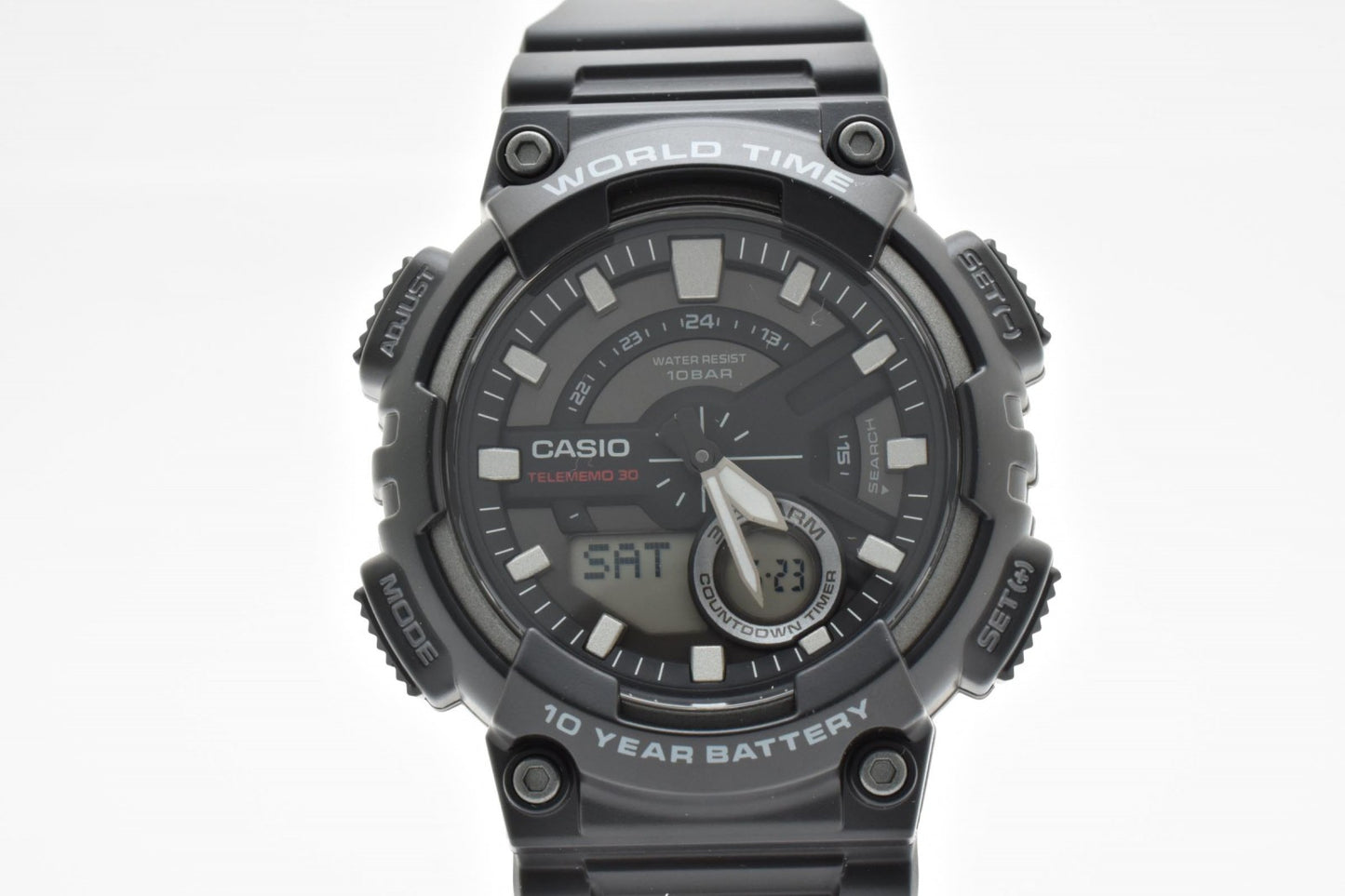 カシオ CASIO AEQ-110 アナデジ メンズ 腕時計 ブラック 樹脂ベルト スポーツウォッチ 箱付