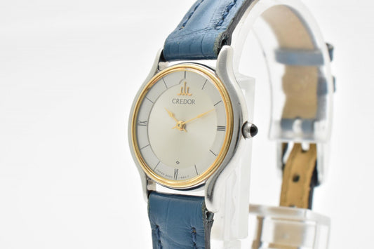 セイコー SEIKO CREDOR 8420-0150 レディース 腕時計 18KTベゼル クオーツ シルバー文字盤 クレドール