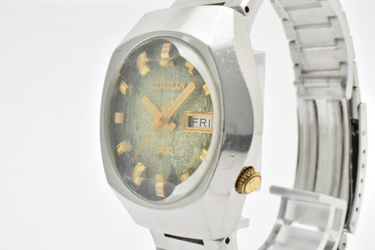 シチズン CITIZEN 3701-370139 自動巻き デイデイト メンズ 腕時計 グリーン文字盤 ヴィンテージ