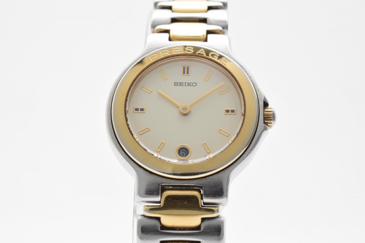 SEIKO セイコー プレサージュ 3E29-0050 クオーツ レディース 腕時計 アイボリー文字盤 コンビカラー ステンレススチール ドレスウォッチ