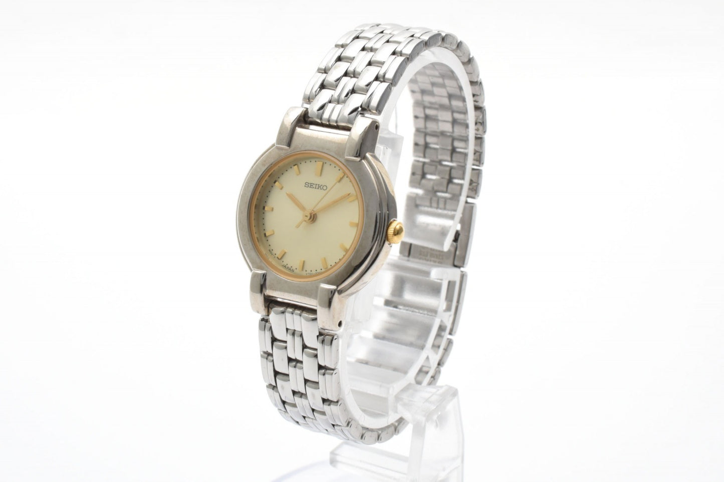 SEIKO セイコー V701-1791 クオーツ レディース 腕時計 ゴールド文字盤 コンビカラー ステンレススチール ドレスウォッチ 1990年代
