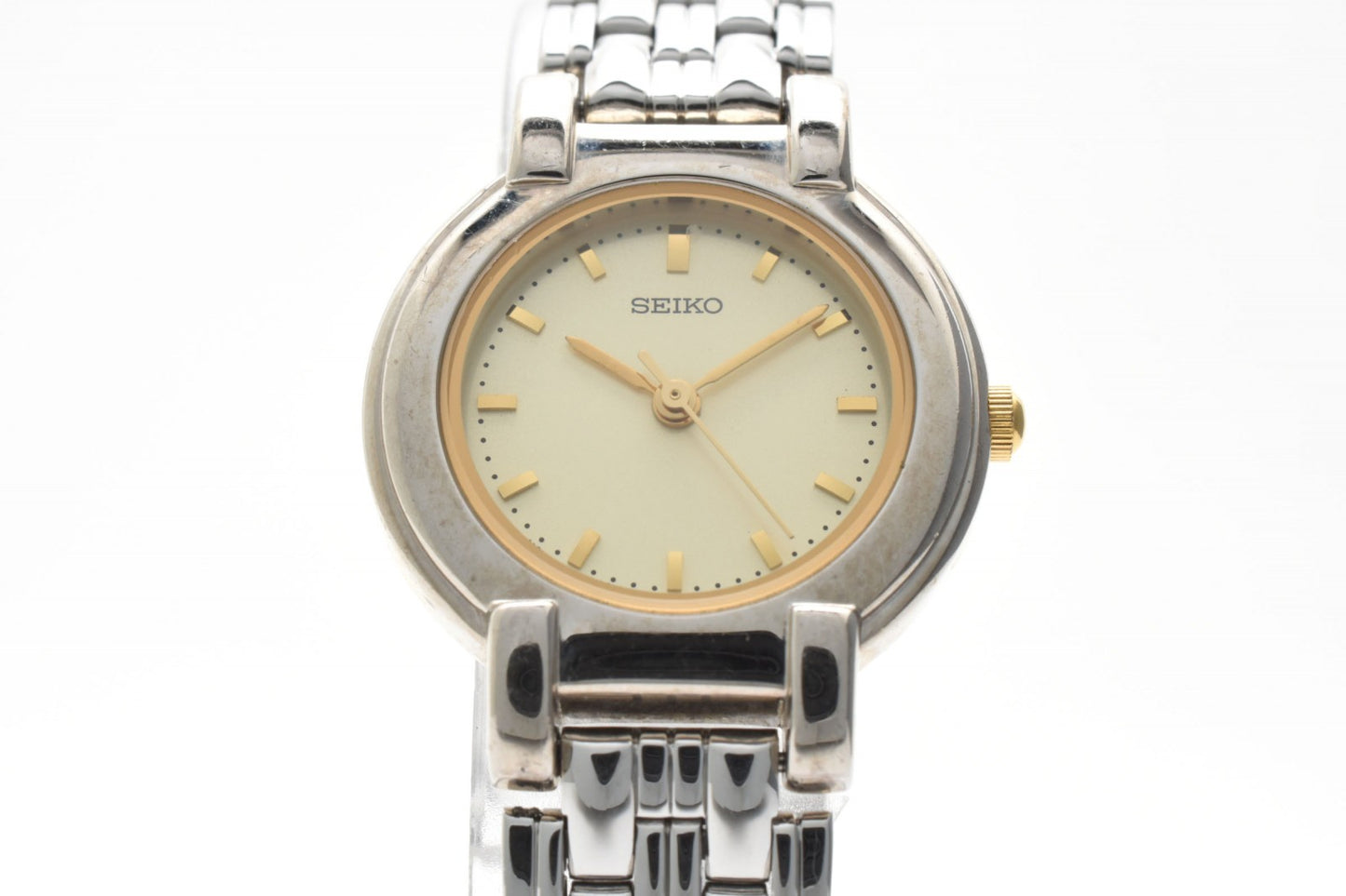 SEIKO セイコー V701-1791 クオーツ レディース 腕時計 ゴールド文字盤 コンビカラー ステンレススチール ドレスウォッチ 1990年代