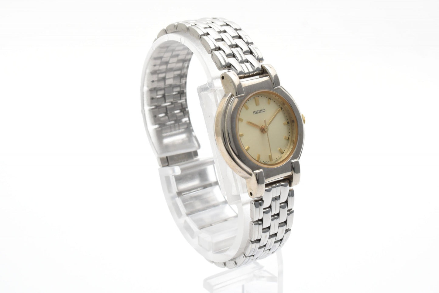 SEIKO セイコー V701-1791 クオーツ レディース 腕時計 ゴールド文字盤 コンビカラー ステンレススチール ドレスウォッチ 1990年代