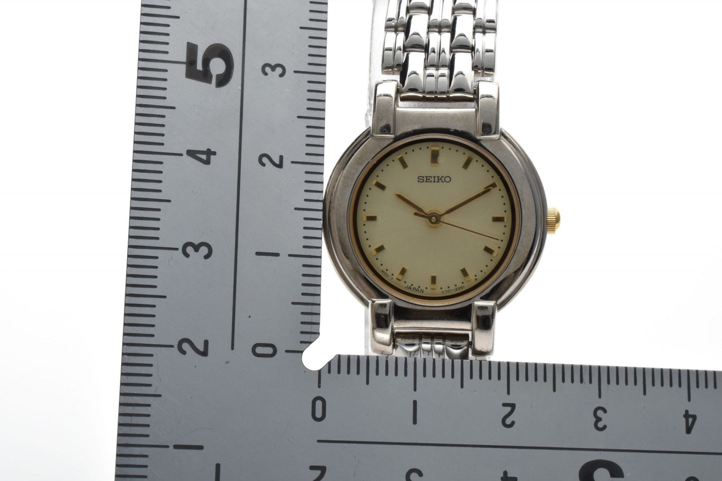 SEIKO セイコー V701-1791 クオーツ レディース 腕時計 ゴールド文字盤 コンビカラー ステンレススチール ドレスウォッチ 1990年代