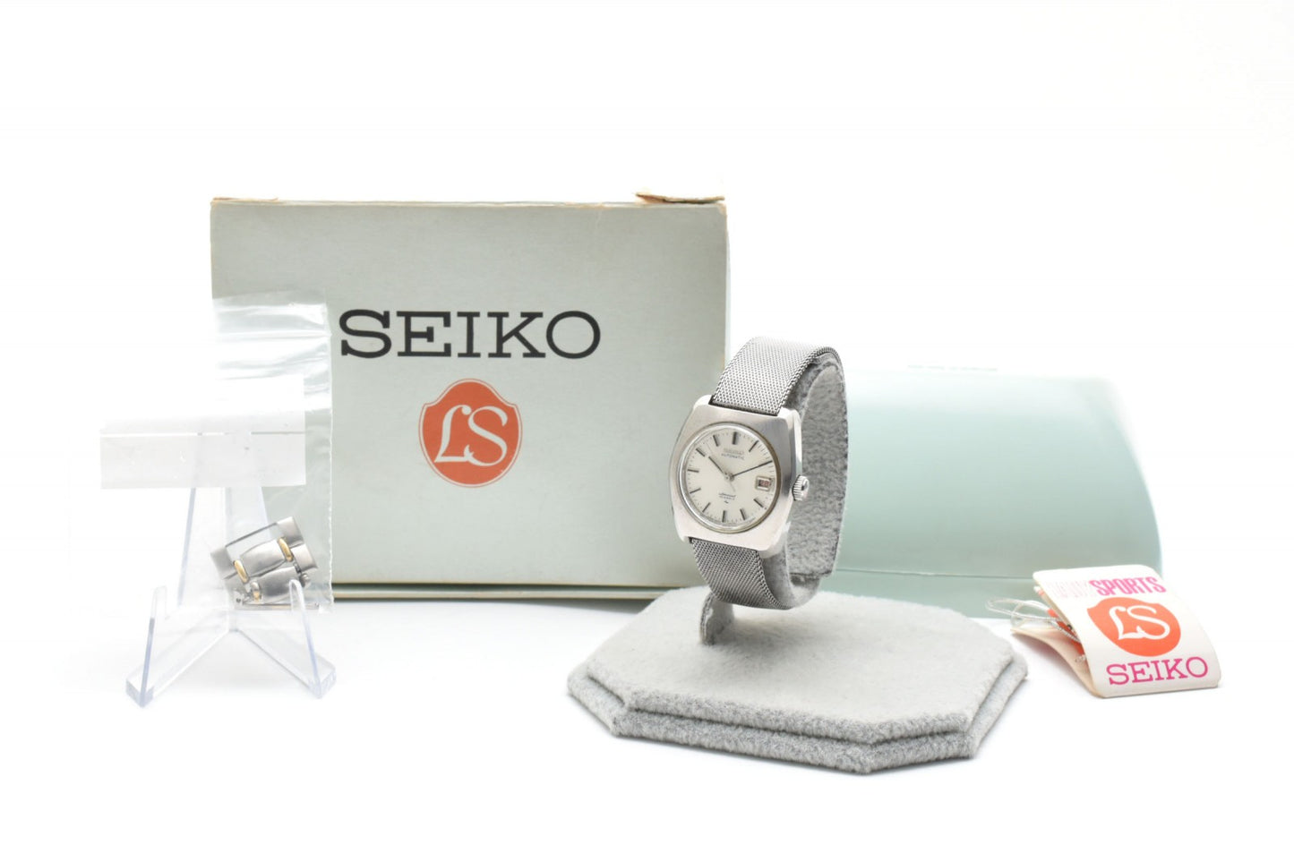 SEIKO セイコー 0N0504 自動巻 レディース 腕時計 ホワイト文字盤 デイト ステンレス メッシュブレス ヴィンテージ 箱付