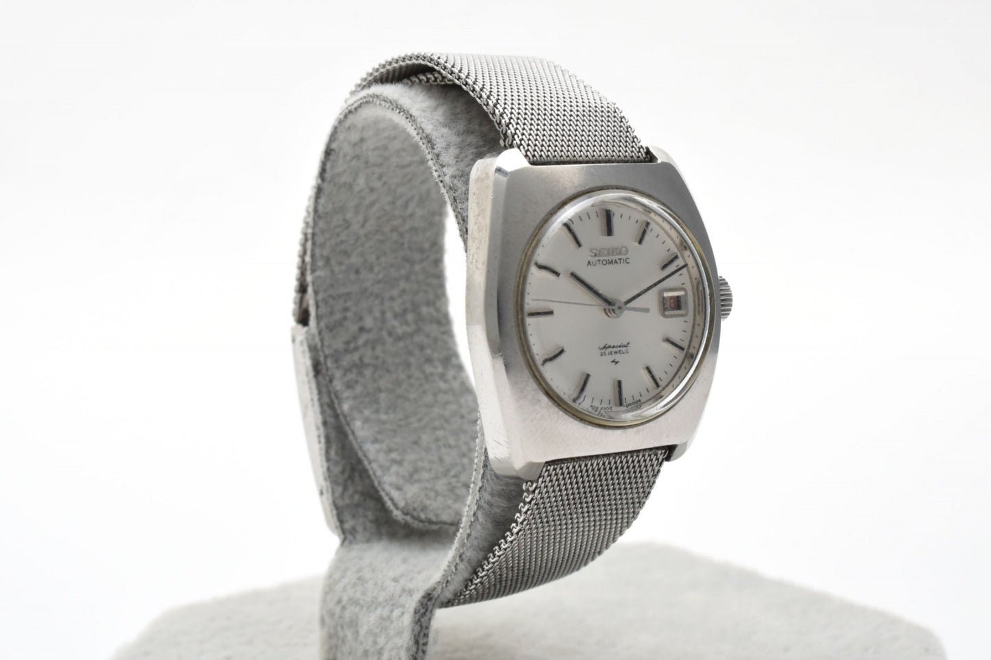 SEIKO セイコー 0N0504 自動巻 レディース 腕時計 ホワイト文字盤 デイト ステンレス メッシュブレス ヴィンテージ 箱付
