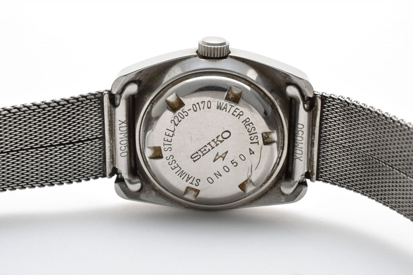 SEIKO セイコー 0N0504 自動巻 レディース 腕時計 ホワイト文字盤 デイト ステンレス メッシュブレス ヴィンテージ 箱付