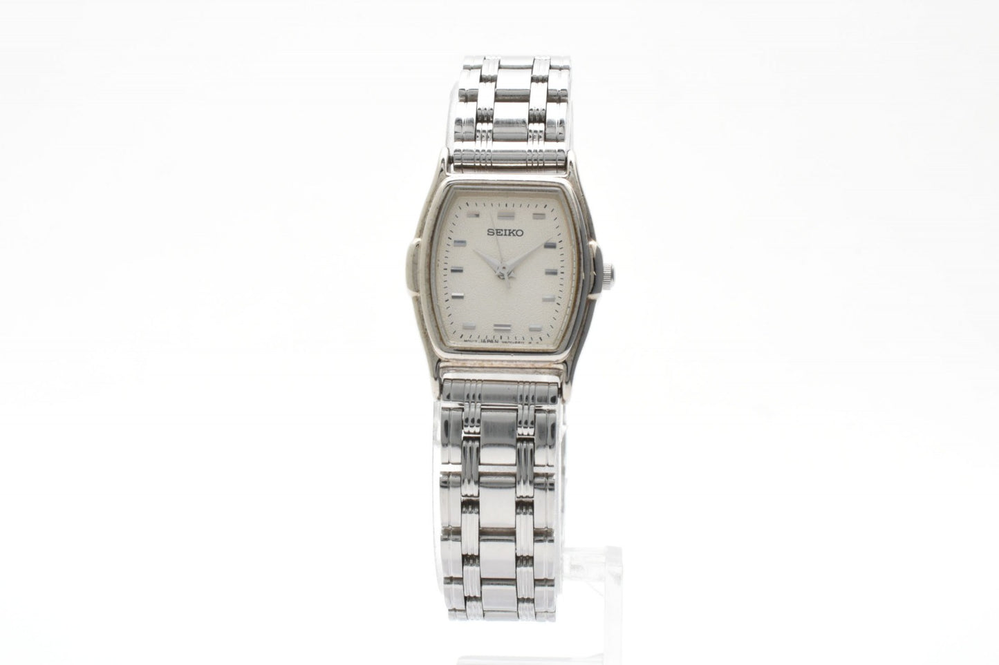 SEIKO セイコー V401-6250 クオーツ レディース 腕時計 ホワイト文字盤 スクエアケース ステンレススチール ブレスレット 1990年代