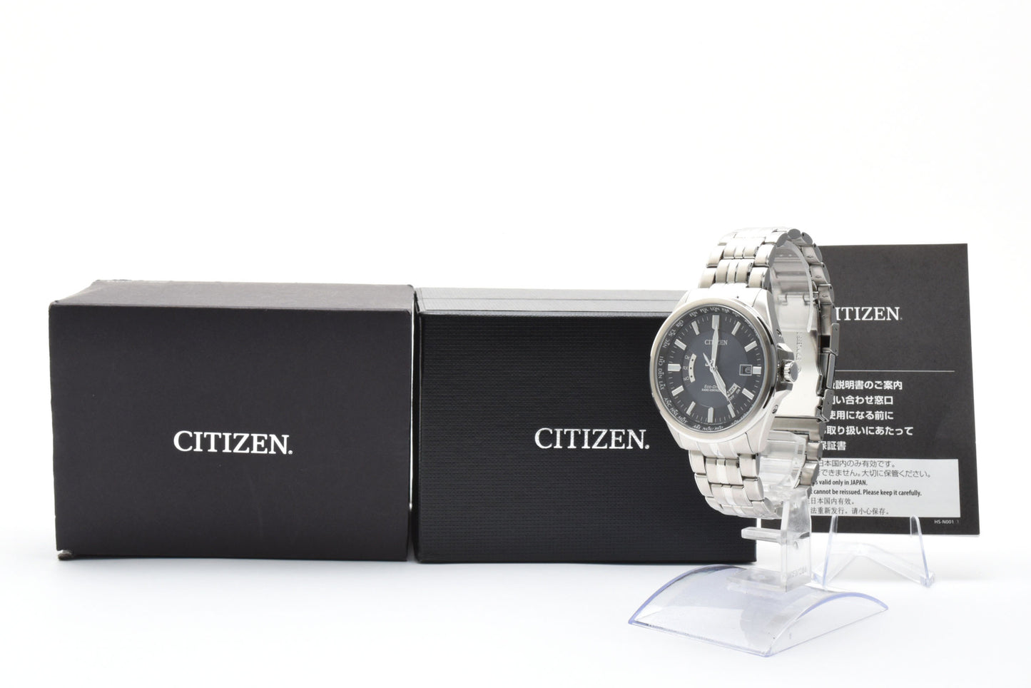 シチズン CITIZEN エコ・ドライブ H145-S07345 電波ソーラー 腕時計 ブラック文字盤 ワールドタイム ステンレス メンズ