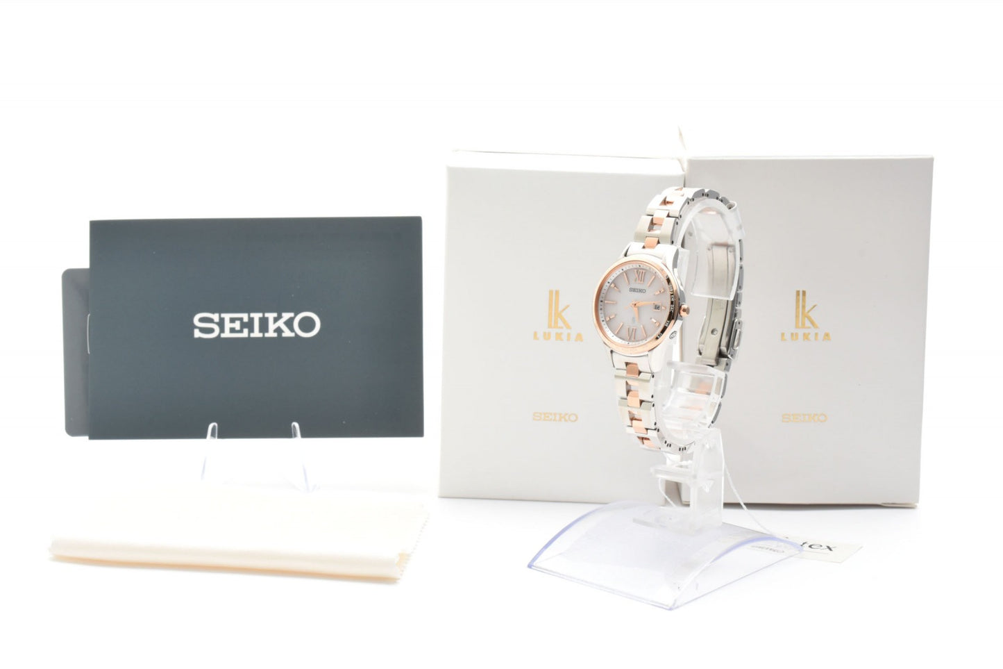 SEIKO セイコー ルキア 1B35-0AY0 電波ソーラー レディース 腕時計 ホワイト文字盤 ローマンインデックス コンビカラー 箱付