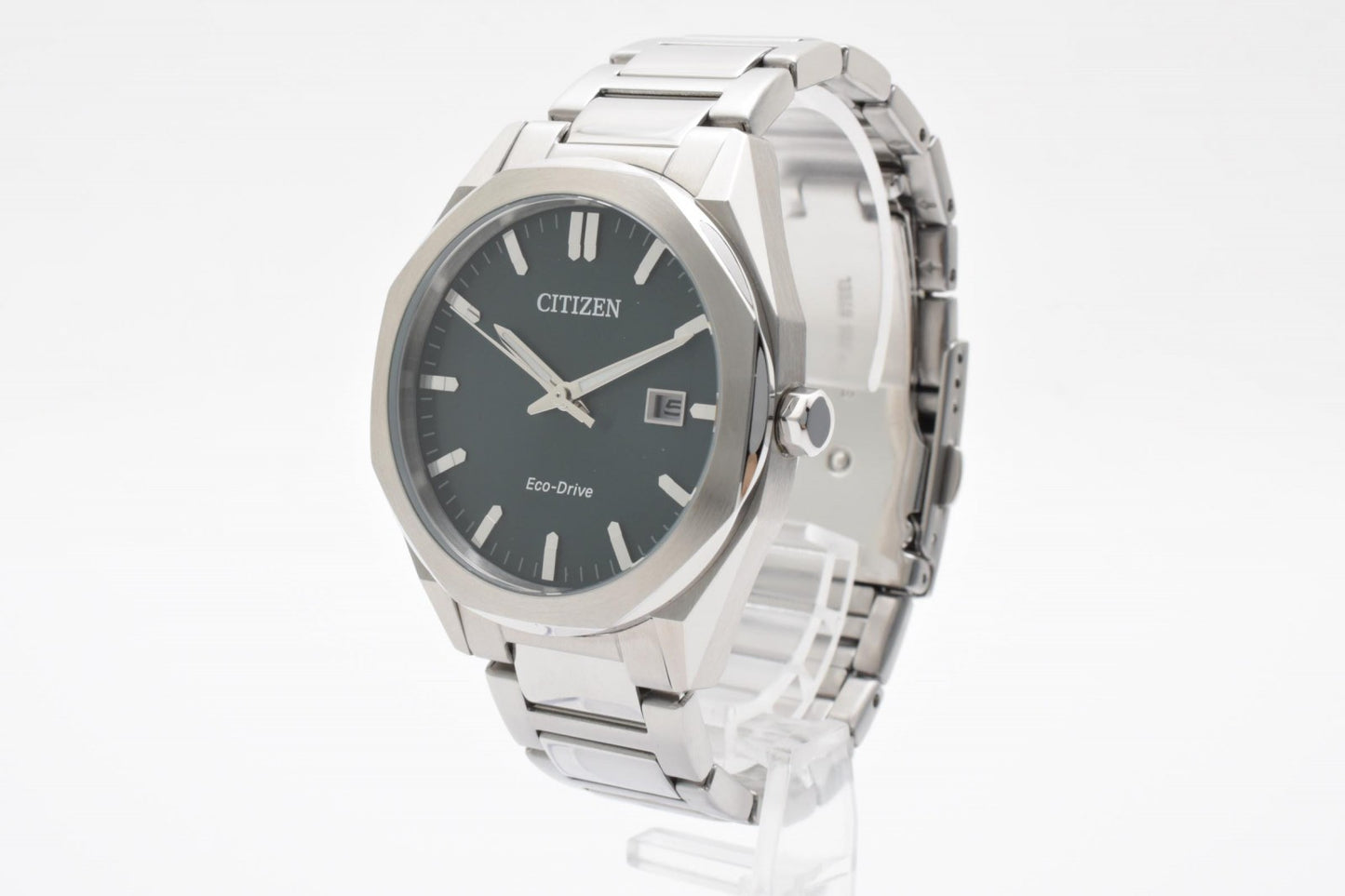 CITIZEN シチズン エコドライブ E111-008TT01 ソーラー メンズ 腕時計 グリーン文字盤 デイト ステンレススチール 箱付 保証書付