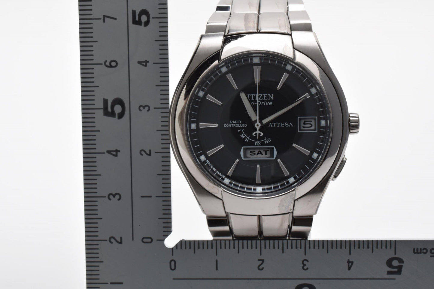 CITIZEN シチズン アテッサ H106-T010407 電波ソーラー チタン メンズ 腕時計 ブラック文字盤 エコドライブ デイト 箱付 説明書付