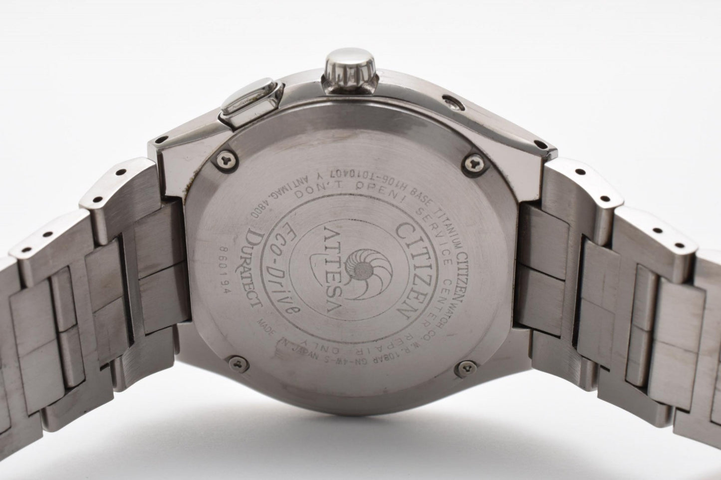 CITIZEN シチズン アテッサ H106-T010407 電波ソーラー チタン メンズ 腕時計 ブラック文字盤 エコドライブ デイト 箱付 説明書付