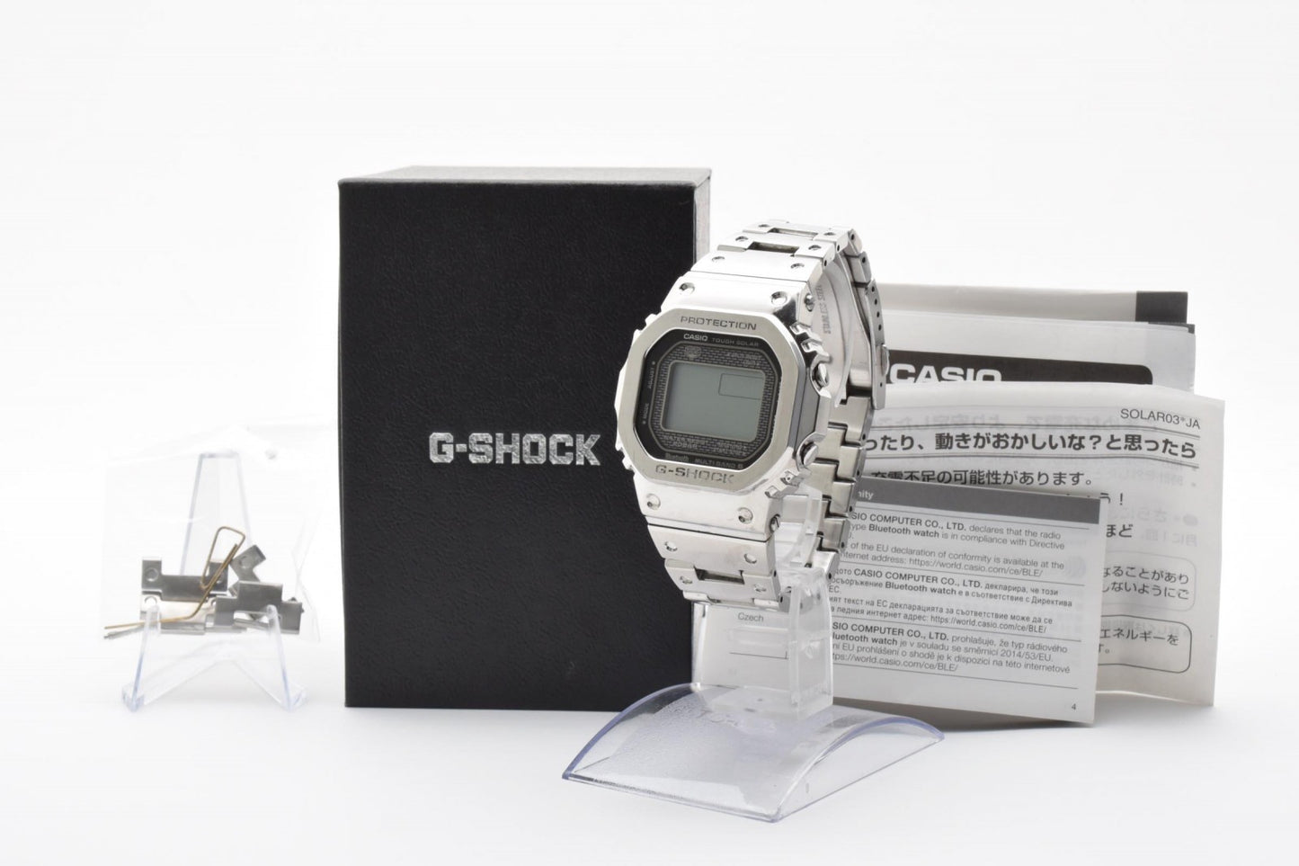 CASIO カシオ G-SHOCK GMW-B5000 フルメタル 電波ソーラー デジタル メンズ 腕時計 スクエア ステンレススチール 箱付 説明書付