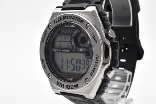 CASIO カシオ MWD-100H イルミネーター デジタル クオーツ メンズ 腕時計 ブラック液晶 100m防水 樹脂ベルト