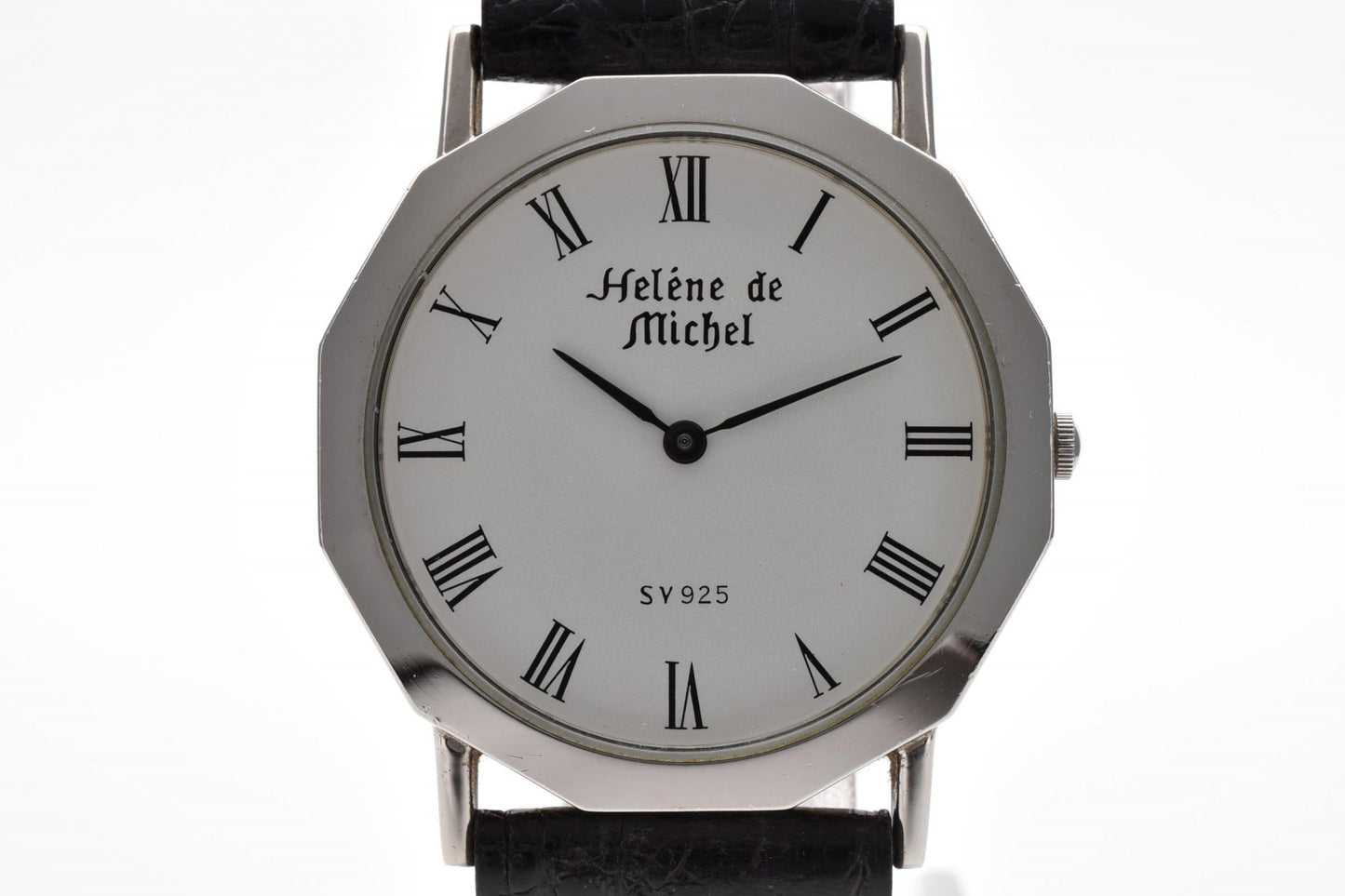 Hélène de Michel SV925 クオーツ メンズ ヘレンミッシェル 腕時計 ホワイト文字盤 ローマンインデックス シルバー925 レザーベルト ドレスウォッチ
