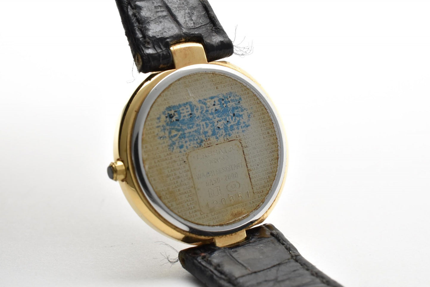 SEIKO LASSALE セイコー ラサール 5A54-2000 クオーツ レディース 腕時計 ブラック文字盤 ゴールドカラー レザーベルト ドレスウォッチ