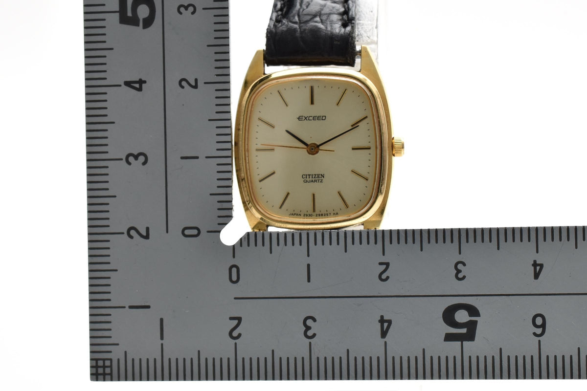 CITIZEN シチズン EXCEED エクシード 2930-291450 レディース クォーツ 腕時計 ゴールド文字盤 スクエア レザーストラップ 20mm 1980年代 ヴィンテージ