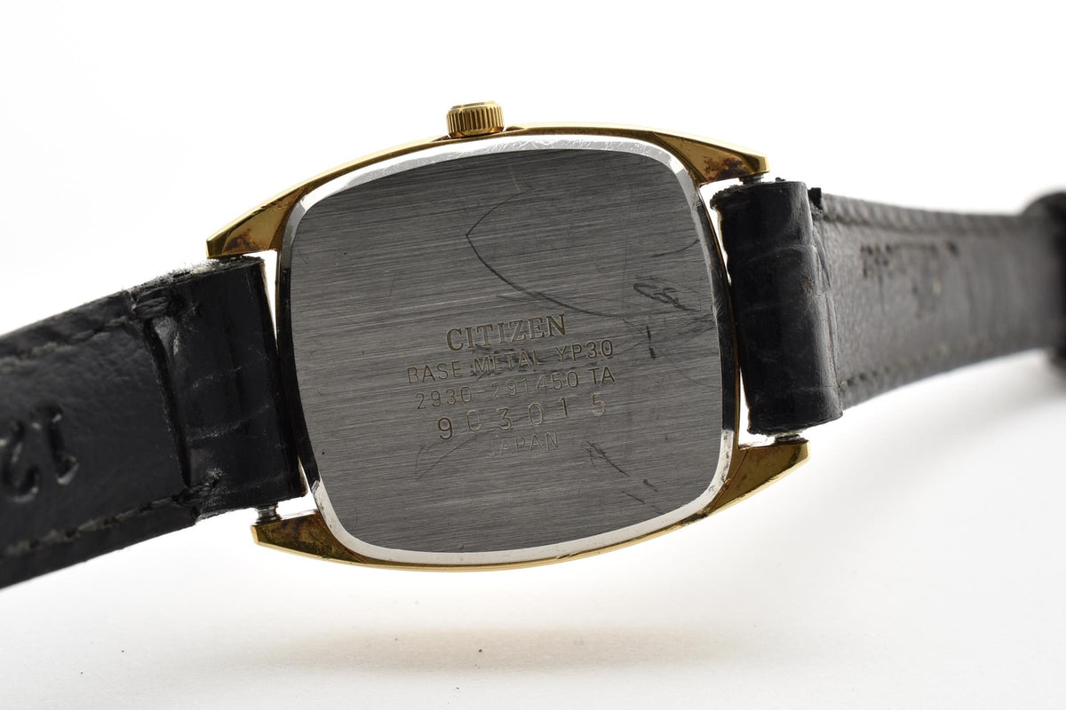 CITIZEN シチズン EXCEED エクシード 2930-291450 レディース クォーツ 腕時計 ゴールド文字盤 スクエア レザーストラップ 20mm 1980年代 ヴィンテージ
