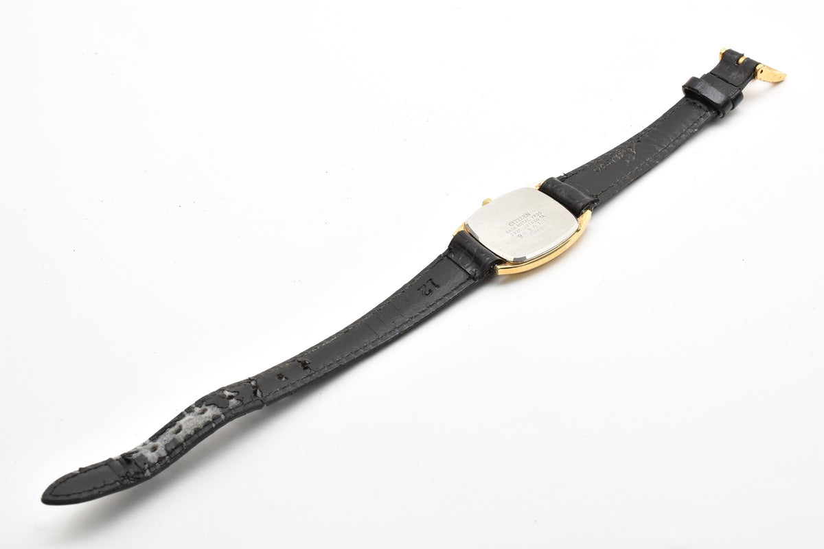 CITIZEN シチズン EXCEED エクシード 2930-291450 レディース クォーツ 腕時計 ゴールド文字盤 スクエア レザーストラップ 20mm 1980年代 ヴィンテージ