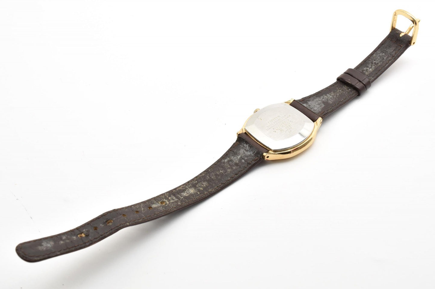 CITIZEN シチズン キャスタリア 4-831454 S クオーツ メンズ 腕時計 ゴールド文字盤 ローマンインデックス レザーベルト ドレスウォッチ 1980年代