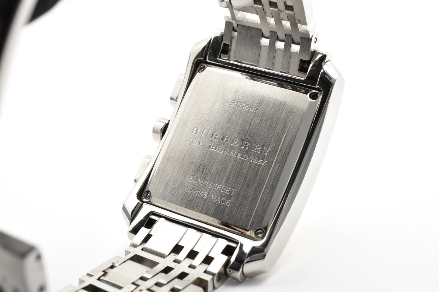 BURBERRY バーバリー BU1560 クロノグラフ クオーツ メンズ 腕時計 ホワイト文字盤 デイト スクエアケース ステンレススチール