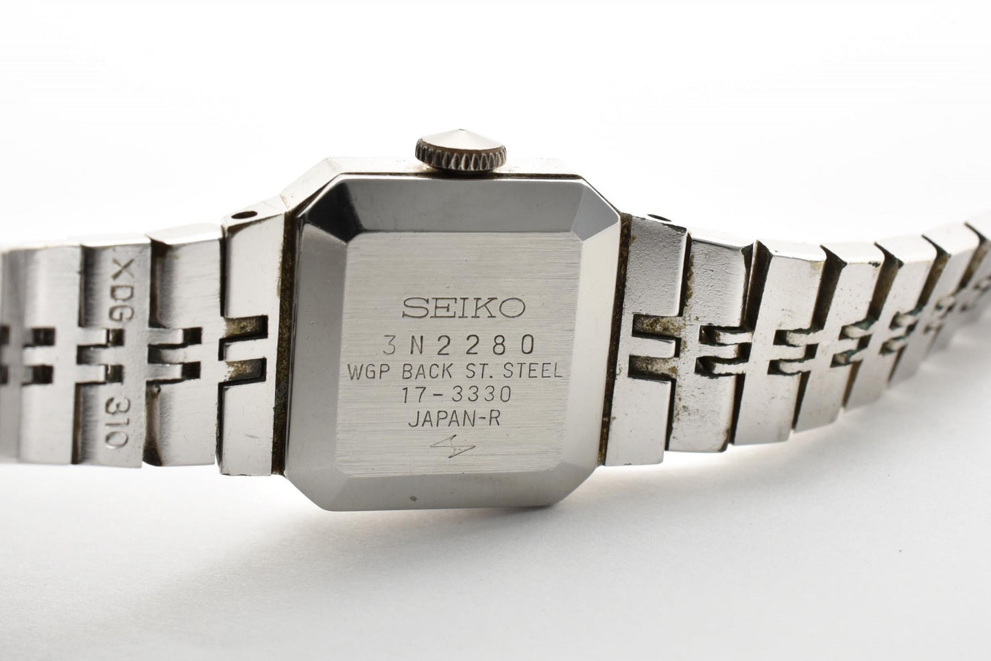 SEIKO セイコー 17-3330 手巻き レディース 腕時計 グリーン文字盤 スクエアケース WGP ステンレスブレス ドレスウォッチ 1970年代