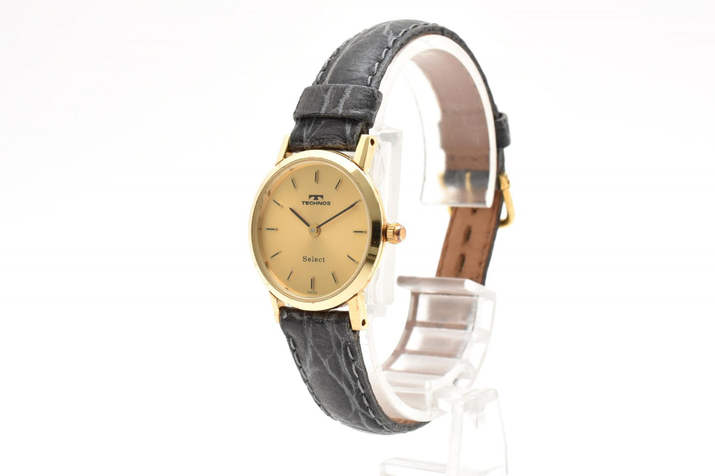 TECHNOS テクノス セレクト CH260915 クオーツ レディース 腕時計 ゴールド文字盤 レザーベルト ラウンドケース ドレスウォッチ 1990年代