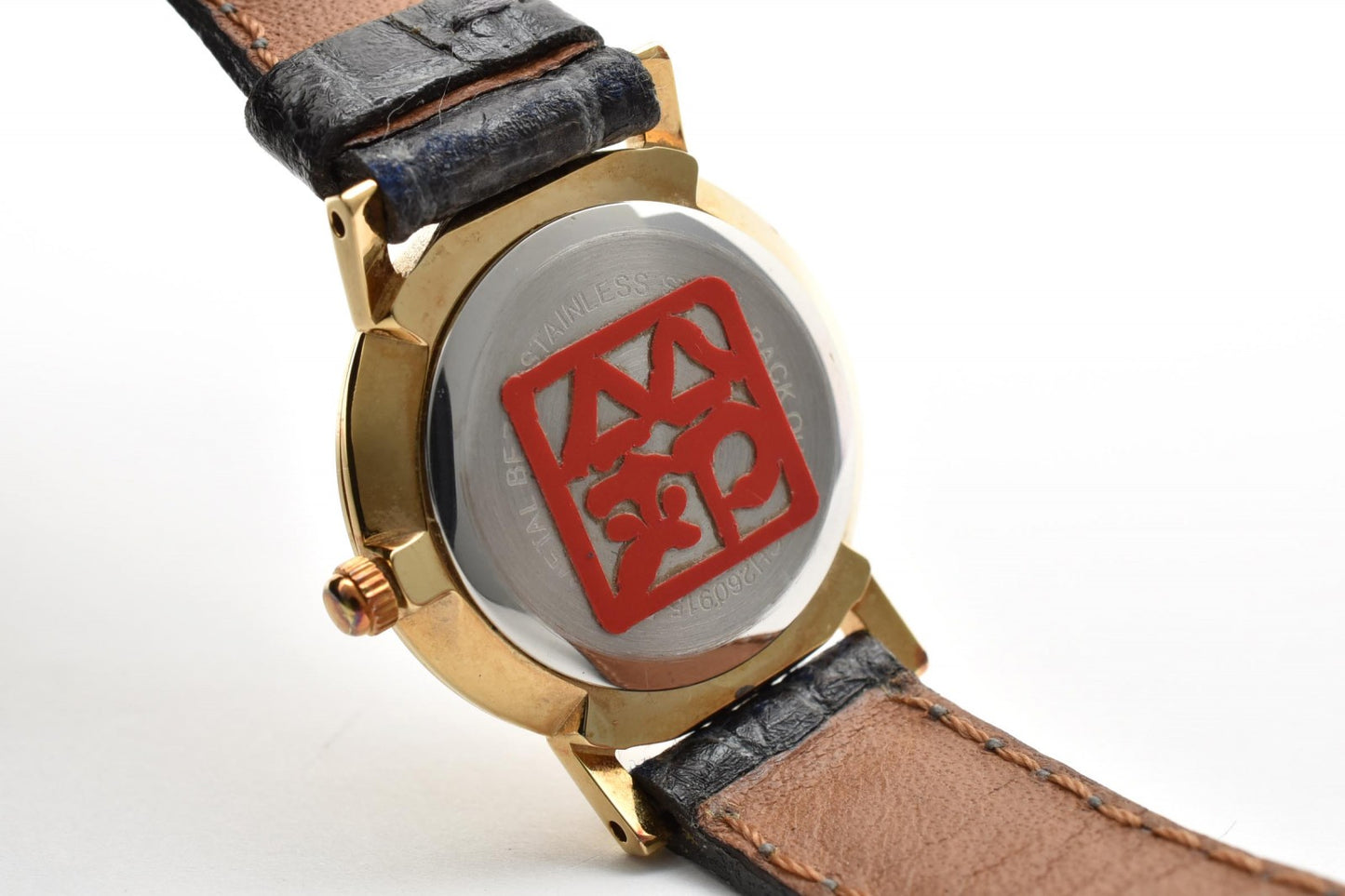TECHNOS テクノス セレクト CH260915 クオーツ レディース 腕時計 ゴールド文字盤 レザーベルト ラウンドケース ドレスウォッチ 1990年代