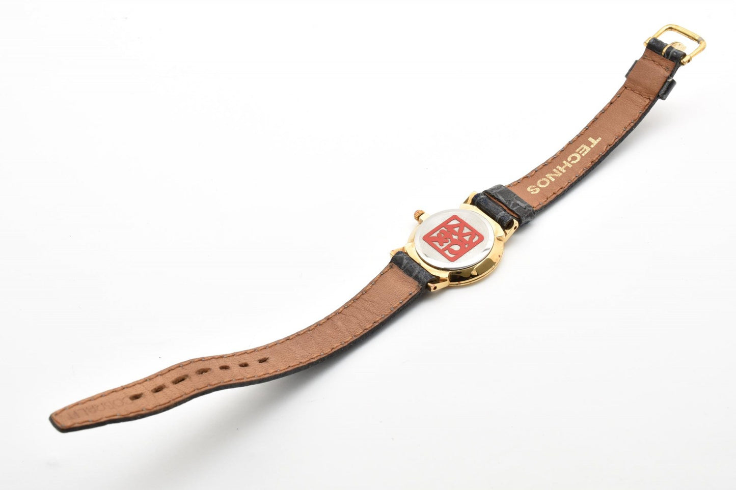 TECHNOS テクノス セレクト CH260915 クオーツ レディース 腕時計 ゴールド文字盤 レザーベルト ラウンドケース ドレスウォッチ 1990年代