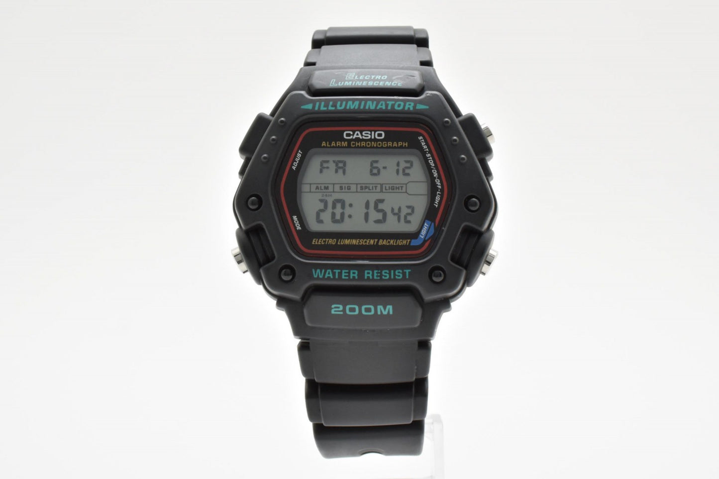 CASIO カシオ DW-290 デジタル クオーツ メンズ 腕時計 ブラック液晶 スポーツウォッチ 樹脂ベルト 箱付 1990年代