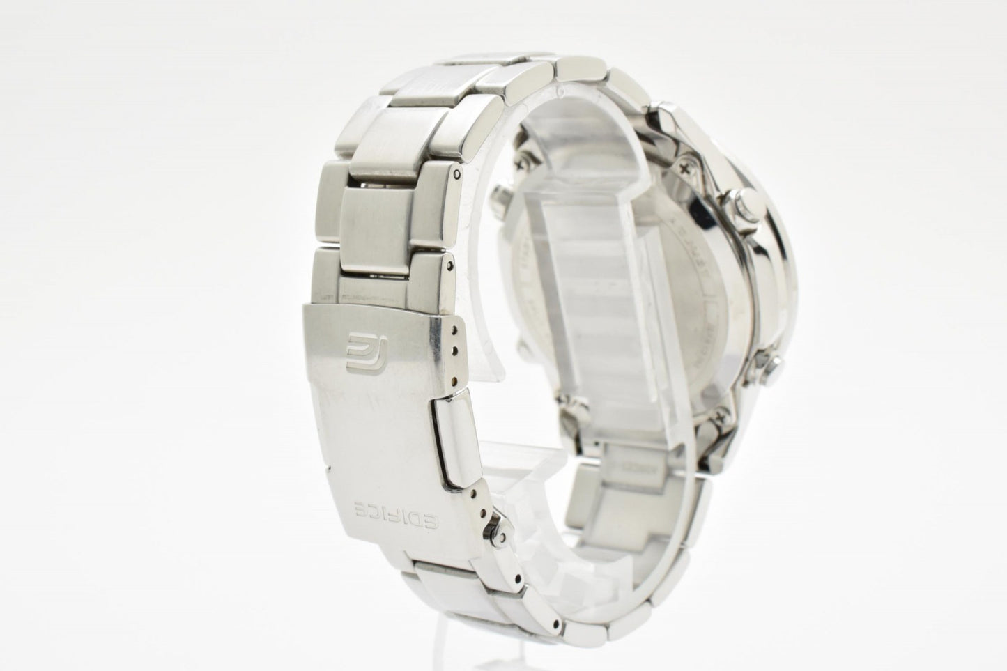 CASIO カシオ EDIFICE エディフィス EQW-55D 電波ソーラー クロノグラフ メンズ 腕時計 ブラック文字盤 ステンレス 箱 余りコマ付