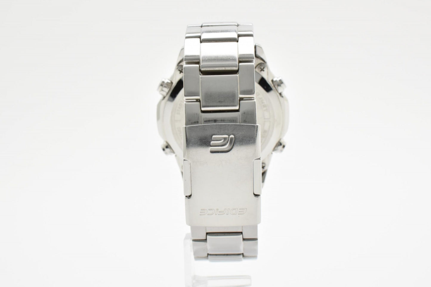 CASIO カシオ EDIFICE エディフィス EQW-55D 電波ソーラー クロノグラフ メンズ 腕時計 ブラック文字盤 ステンレス 箱 余りコマ付