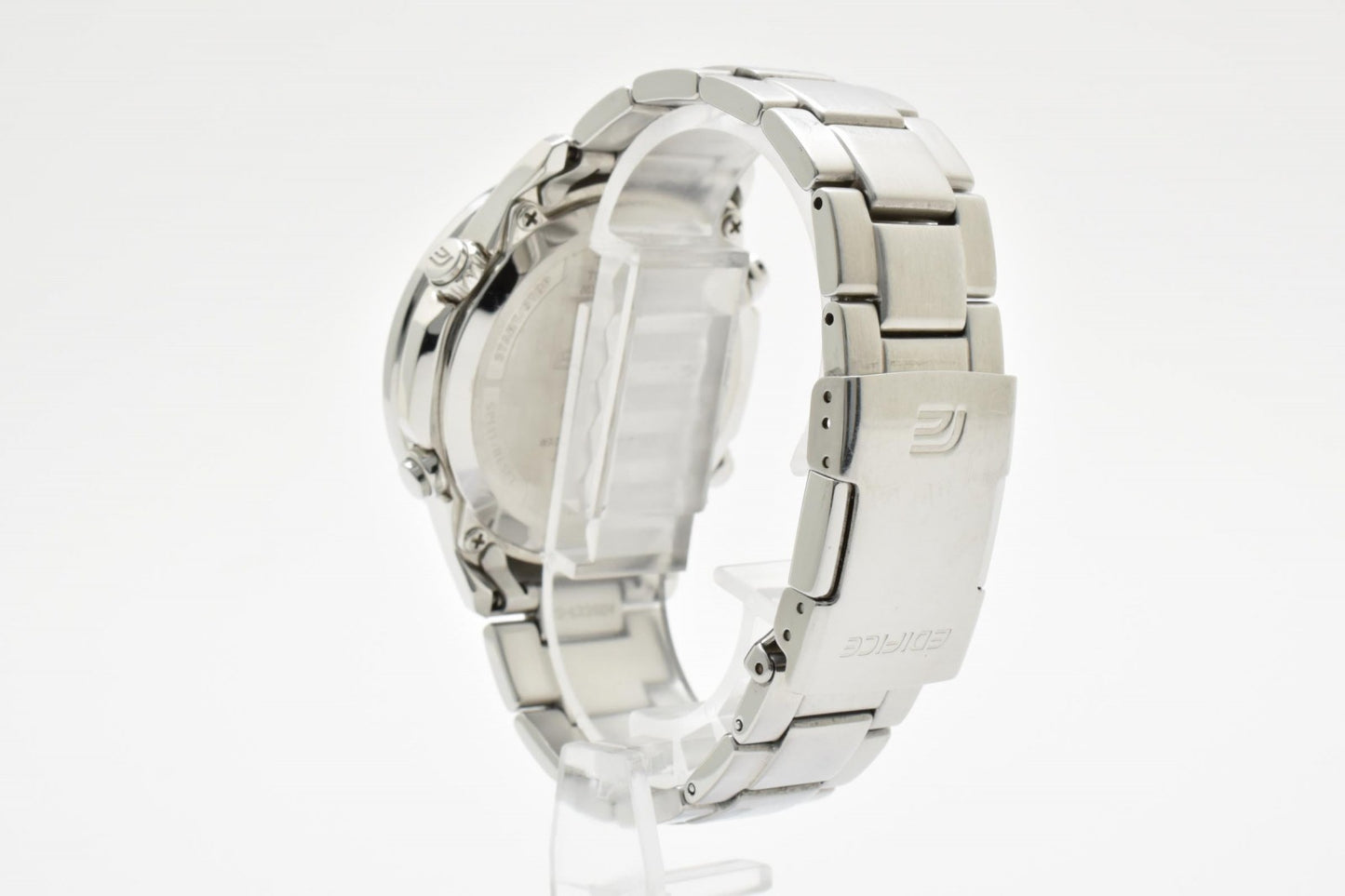 CASIO カシオ EDIFICE エディフィス EQW-55D 電波ソーラー クロノグラフ メンズ 腕時計 ブラック文字盤 ステンレス 箱 余りコマ付