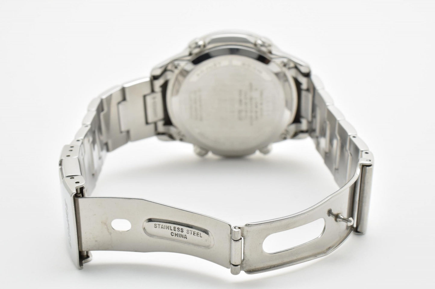 CASIO カシオ EDIFICE エディフィス EQW-55D 電波ソーラー クロノグラフ メンズ 腕時計 ブラック文字盤 ステンレス 箱 余りコマ付