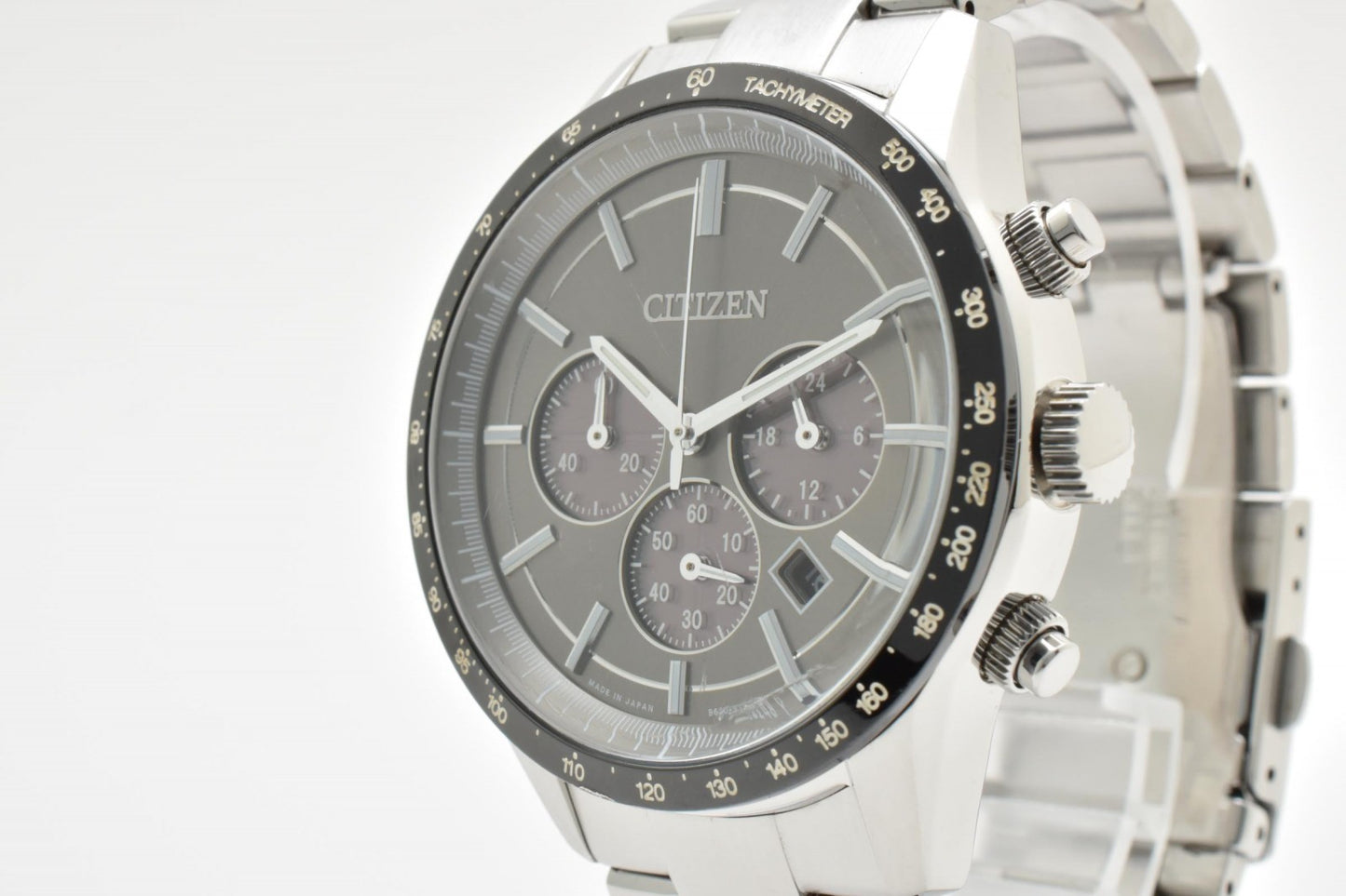 CITIZEN シチズン B620-S089298 エコドライブ クロノグラフ ソーラー メンズ 腕時計 シルバー文字盤 タキメーターベゼル ステンレス
