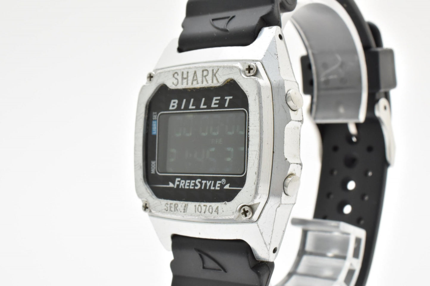Shark シャーク 803 デジタル クオーツ メンズ 腕時計 ブラック液晶 スクエアケース ステンレスベゼル 樹脂ベルト
