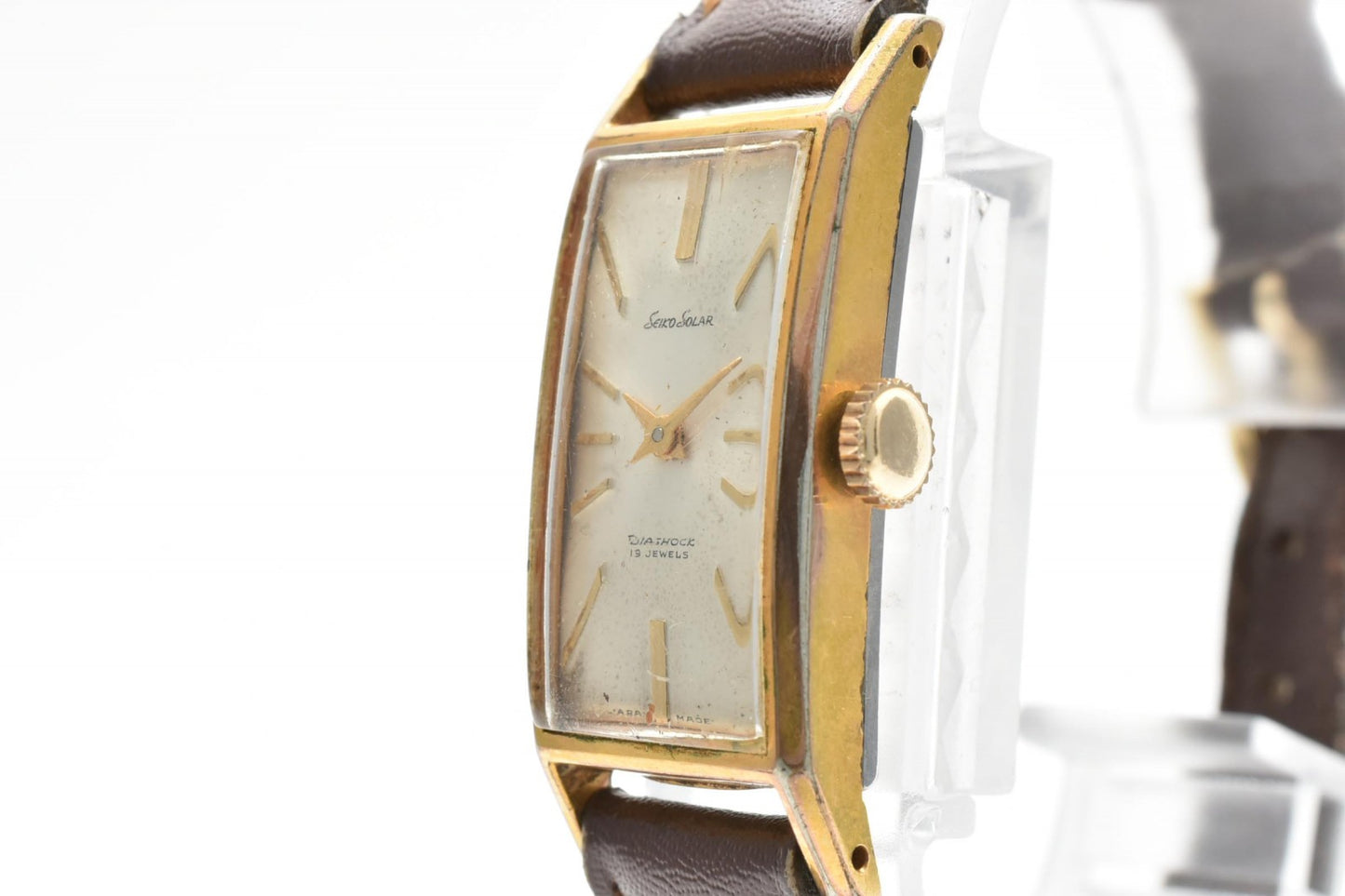 SEIKO セイコー 手巻き 腕時計 590 レディース ドレスウォッチ スクエア ゴールドカラー シルバー文字盤 レザーベルト ヴィンテージ