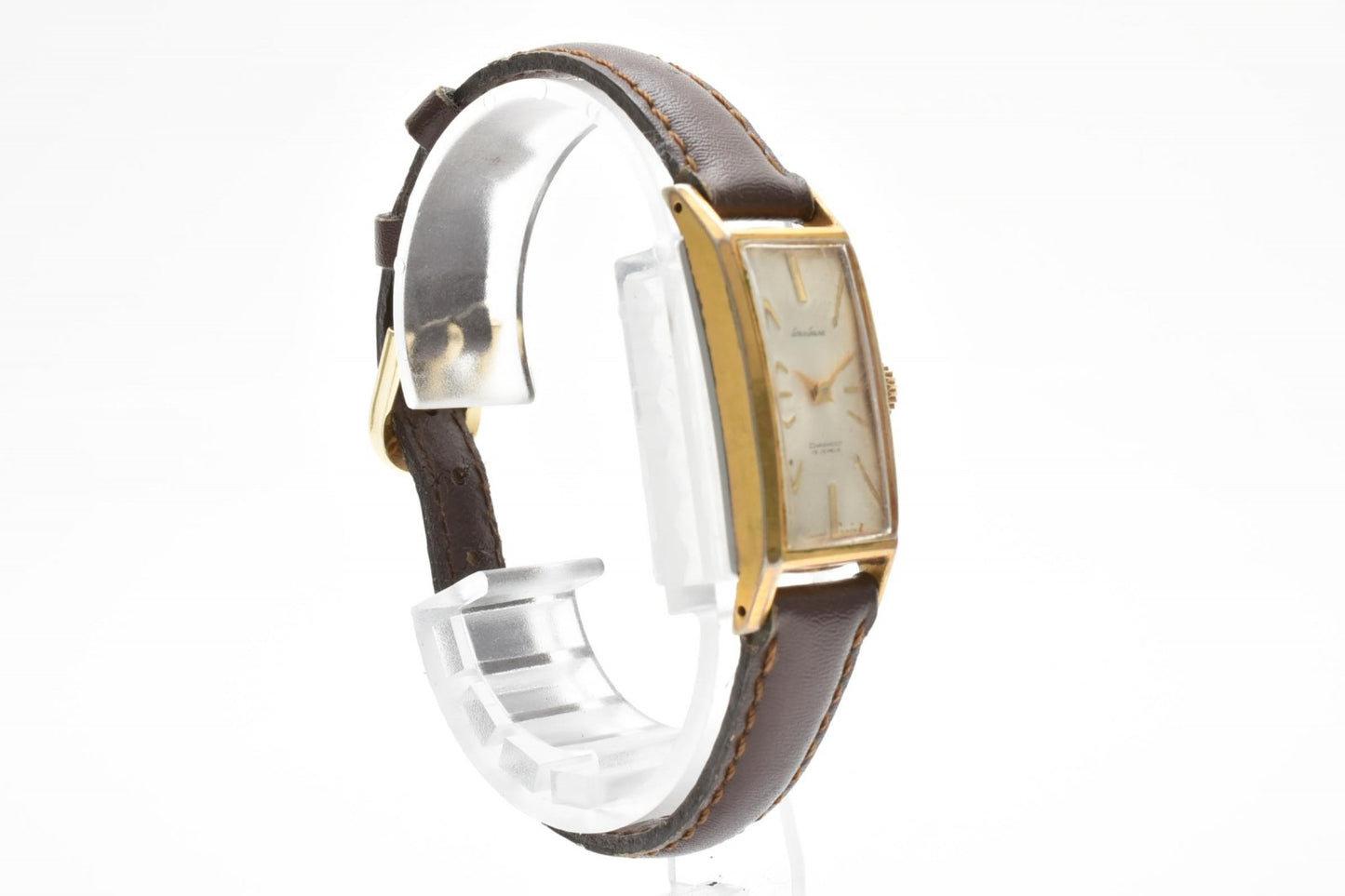 SEIKO セイコー 手巻き 腕時計 590 レディース ドレスウォッチ スクエア ゴールドカラー シルバー文字盤 レザーベルト ヴィンテージ