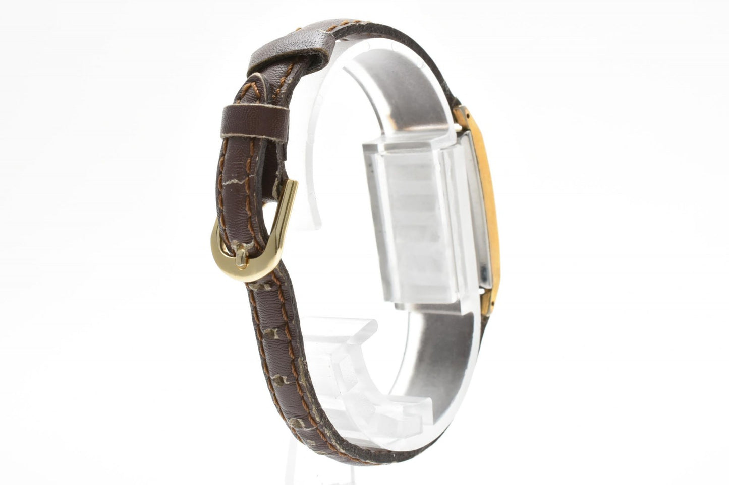 SEIKO セイコー 手巻き 腕時計 590 レディース ドレスウォッチ スクエア ゴールドカラー シルバー文字盤 レザーベルト ヴィンテージ