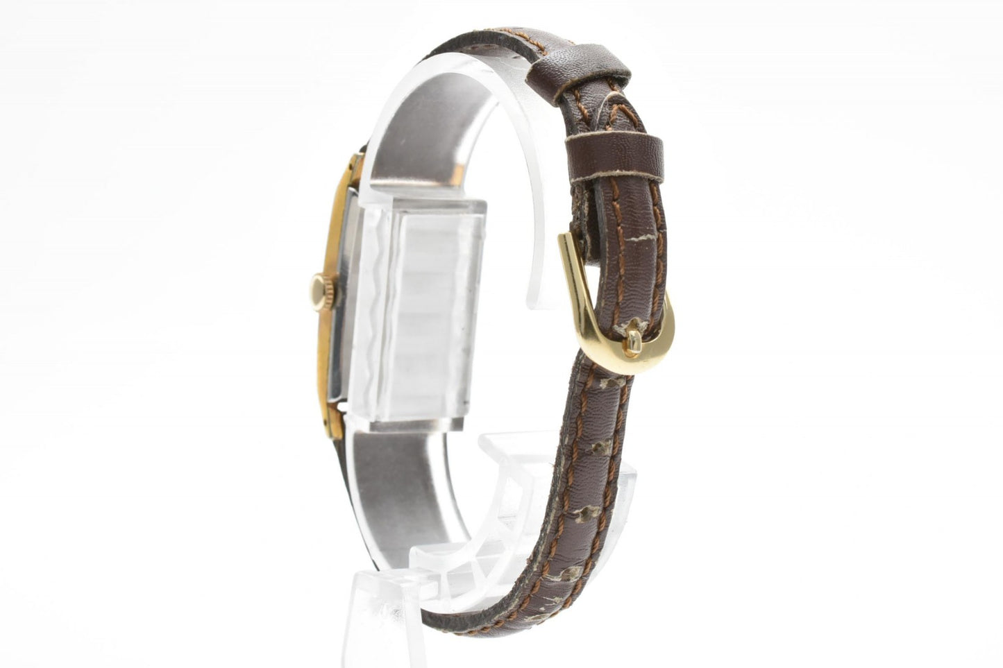 SEIKO セイコー 手巻き 腕時計 590 レディース ドレスウォッチ スクエア ゴールドカラー シルバー文字盤 レザーベルト ヴィンテージ