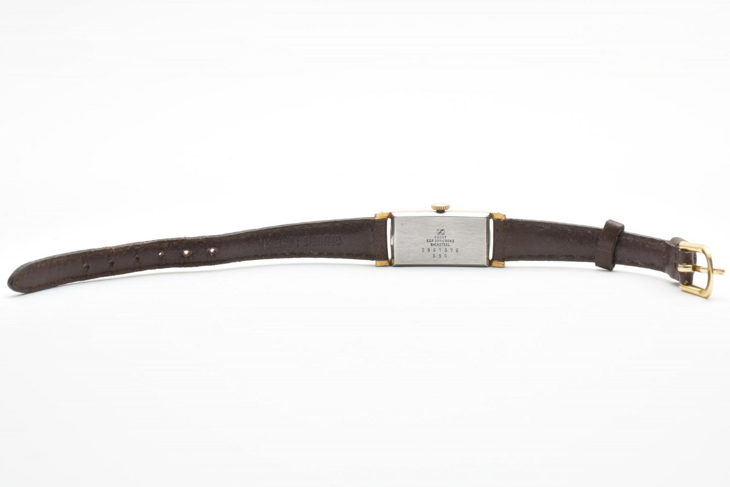 SEIKO セイコー 手巻き 腕時計 590 レディース ドレスウォッチ スクエア ゴールドカラー シルバー文字盤 レザーベルト ヴィンテージ