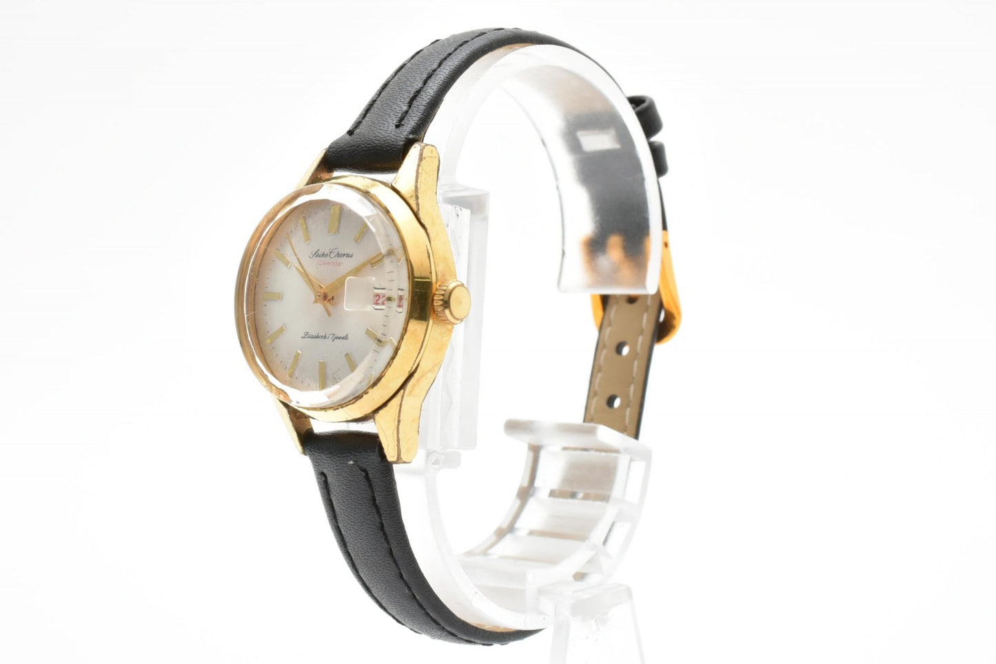SEIKO セイコー Chorus コーラス 33003 手巻き レディース 腕時計 ゴールドカラー シルバー文字盤 レザーベルト ヴィンテージ