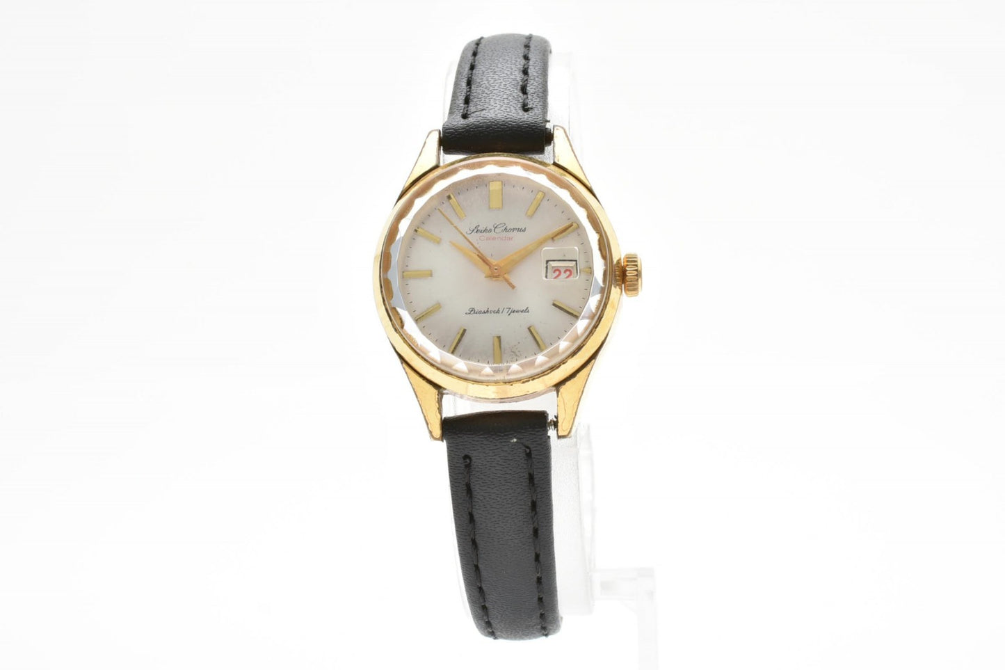 SEIKO セイコー Chorus コーラス 33003 手巻き レディース 腕時計 ゴールドカラー シルバー文字盤 レザーベルト ヴィンテージ