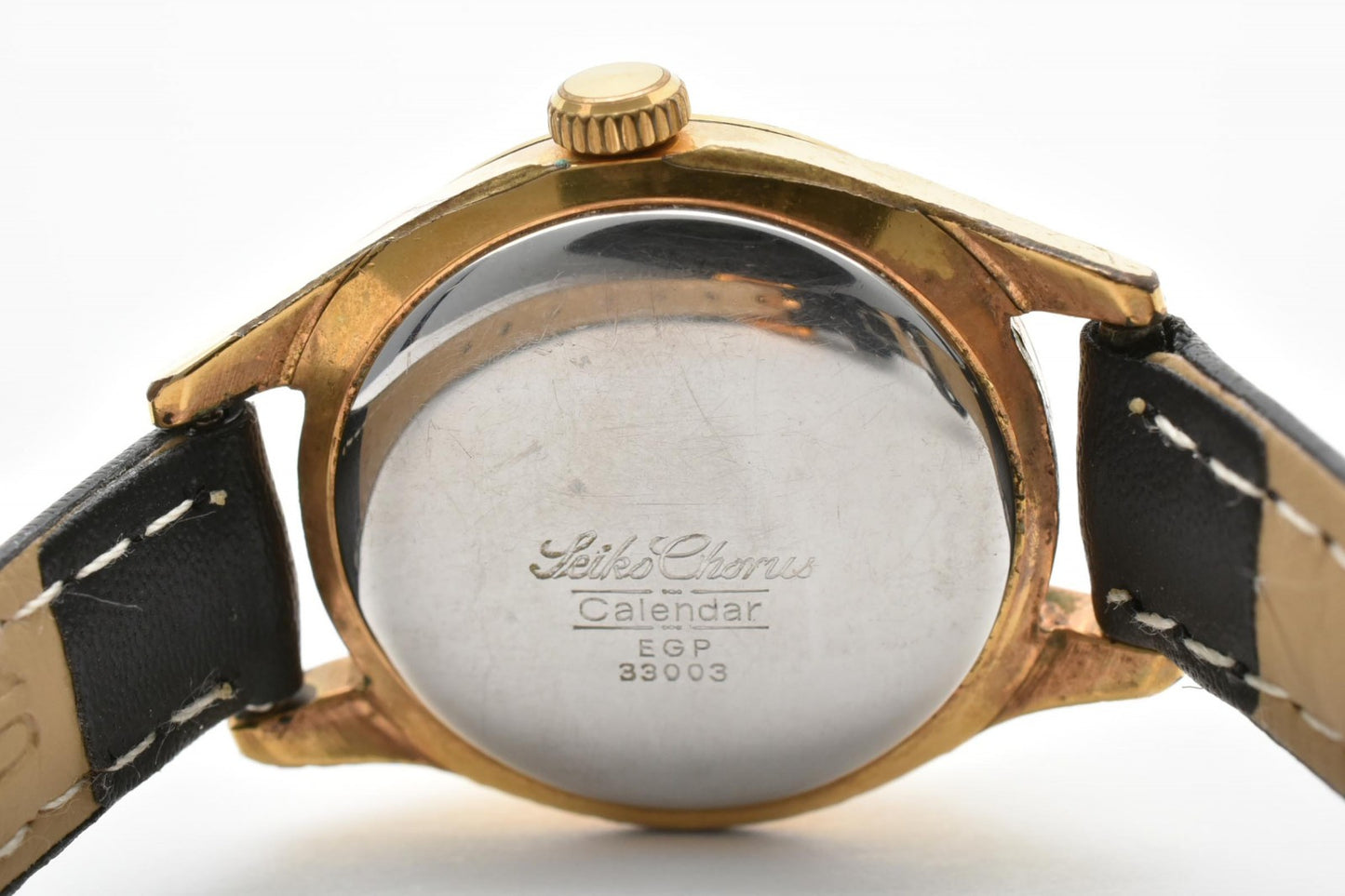 SEIKO セイコー Chorus コーラス 33003 手巻き レディース 腕時計 ゴールドカラー シルバー文字盤 レザーベルト ヴィンテージ
