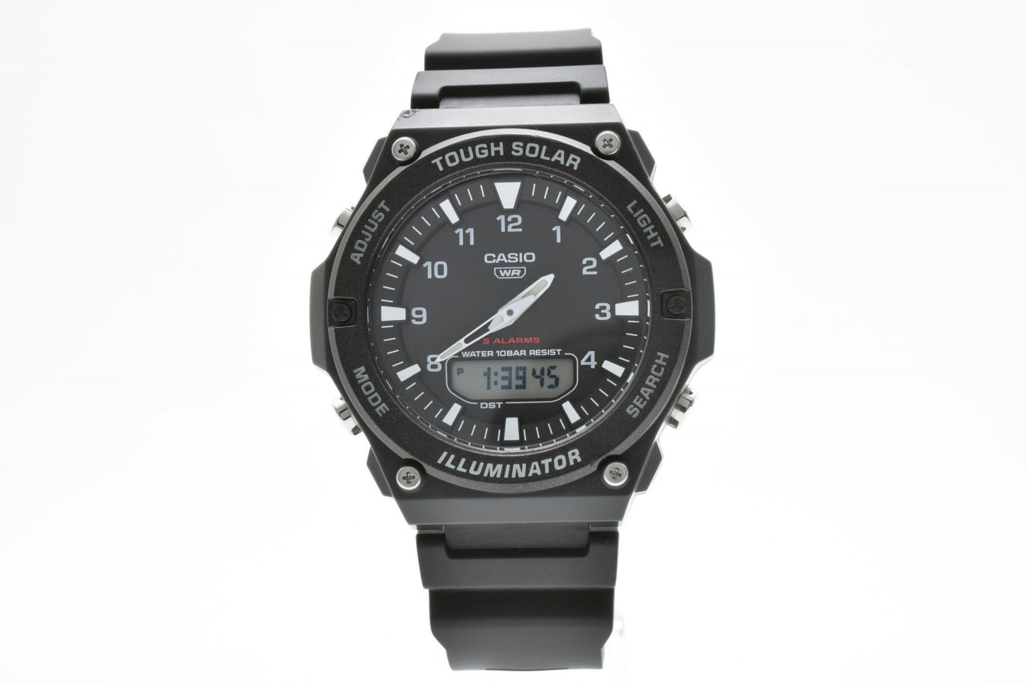 CASIO カシオ Collection AG-S820W ソーラー クオーツ アナデジ メンズ 腕時計 ブラック文字盤 ラバーベルト 樹脂ケース