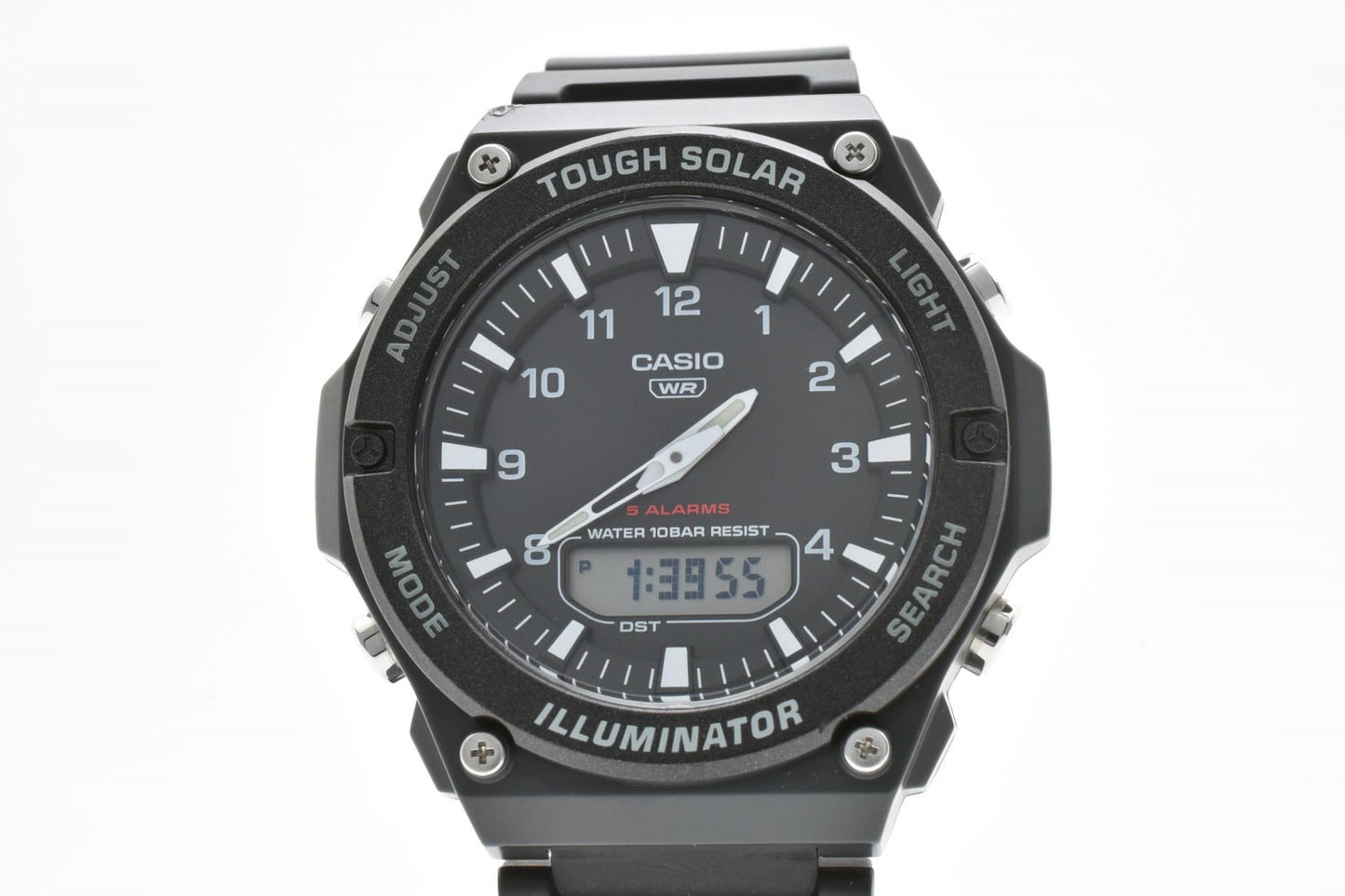 CASIO カシオ Collection AG-S820W ソーラー クオーツ アナデジ メンズ 腕時計 ブラック文字盤 ラバーベルト 樹脂ケース